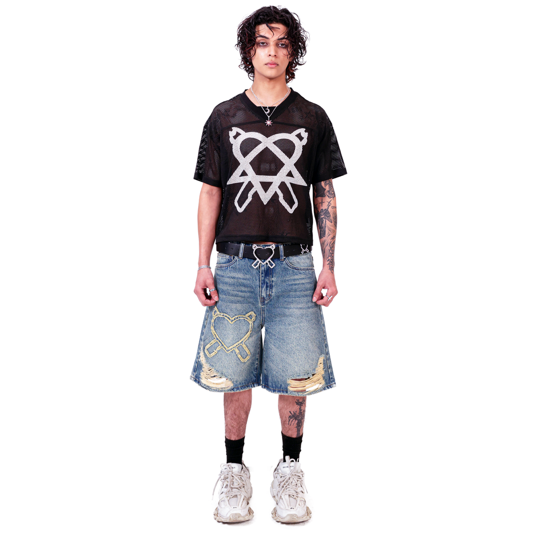 "Extendo" Blue Denim Shorts